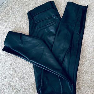 Zara Leather Ankle Zipper Pants, NEW